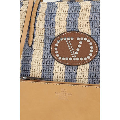 Valentino Garavani Striped Raffia Bucket Bag