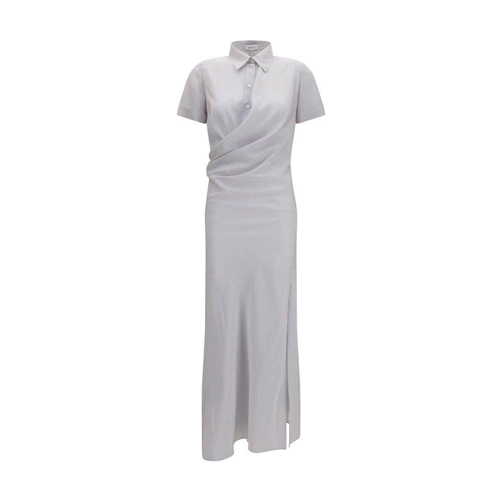 Alexander McQueen White and Blue Striped Draped Maxi Dress