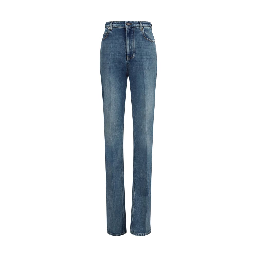 Balenciaga Blue Cotton High-Waisted Skinny Jean