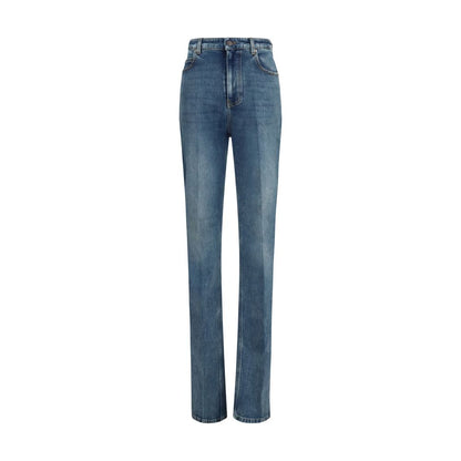 Balenciaga Blue Cotton High-Waisted Skinny Jean