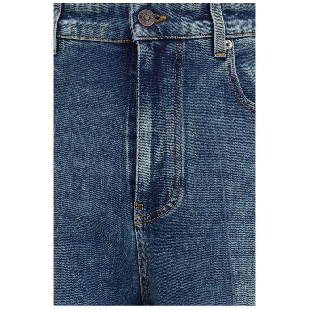 Balenciaga Blue Cotton High-Waisted Skinny Jean