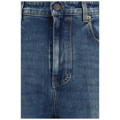 Balenciaga Blue Cotton High-Waisted Skinny Jean