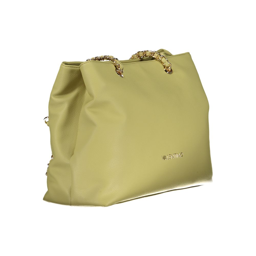 Mario Valentino Green Faux Leather Shoulder Bag with Chain Detail