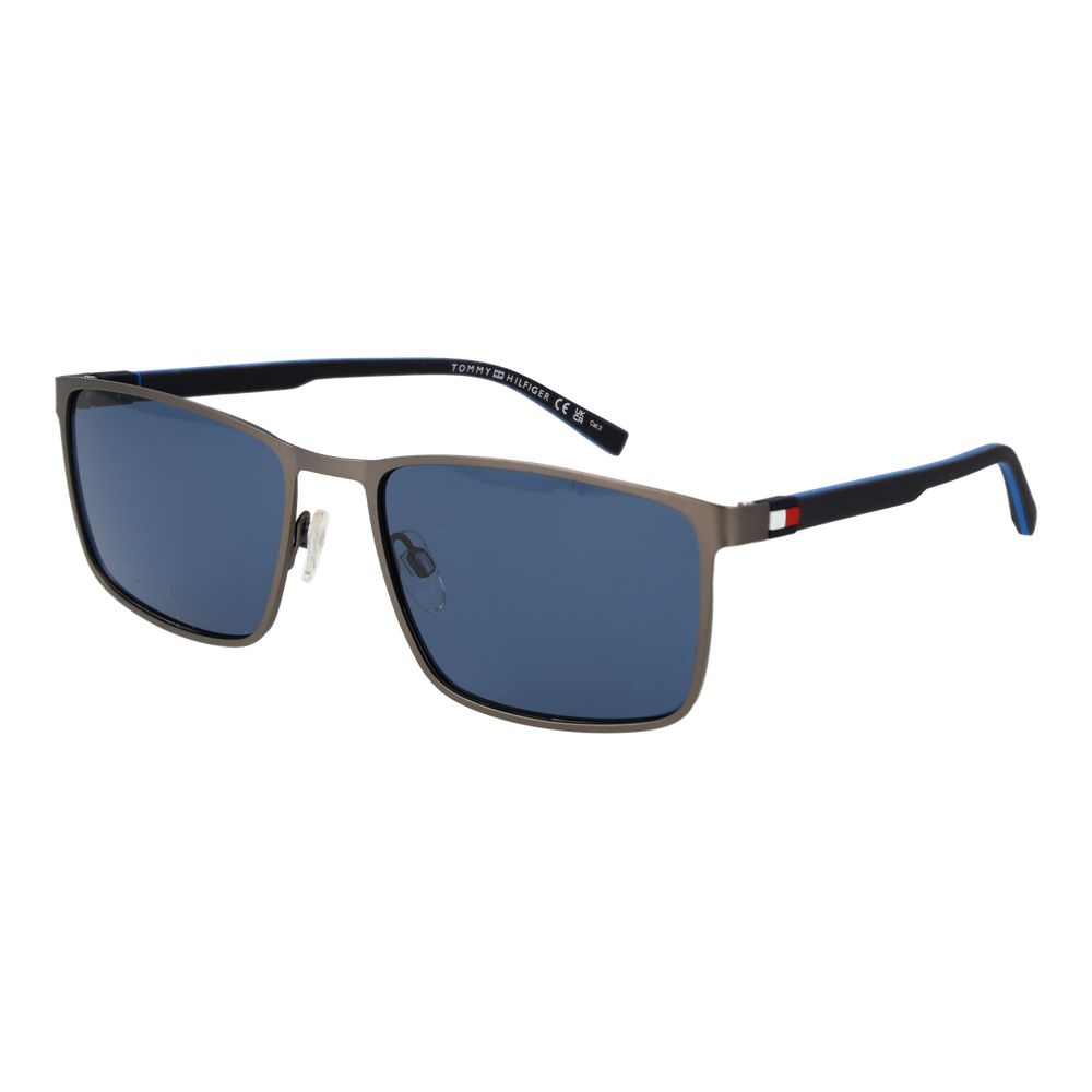 Tommy Hilfiger Men’s Sunglasses – Gunmetal Rectangle Frame, Blue Lenses
