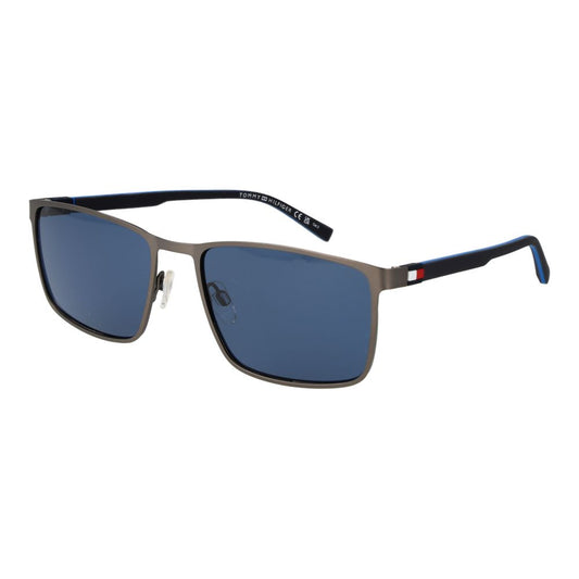 Tommy Hilfiger Men’s Sunglasses – Gunmetal Rectangle Frame, Blue Lenses