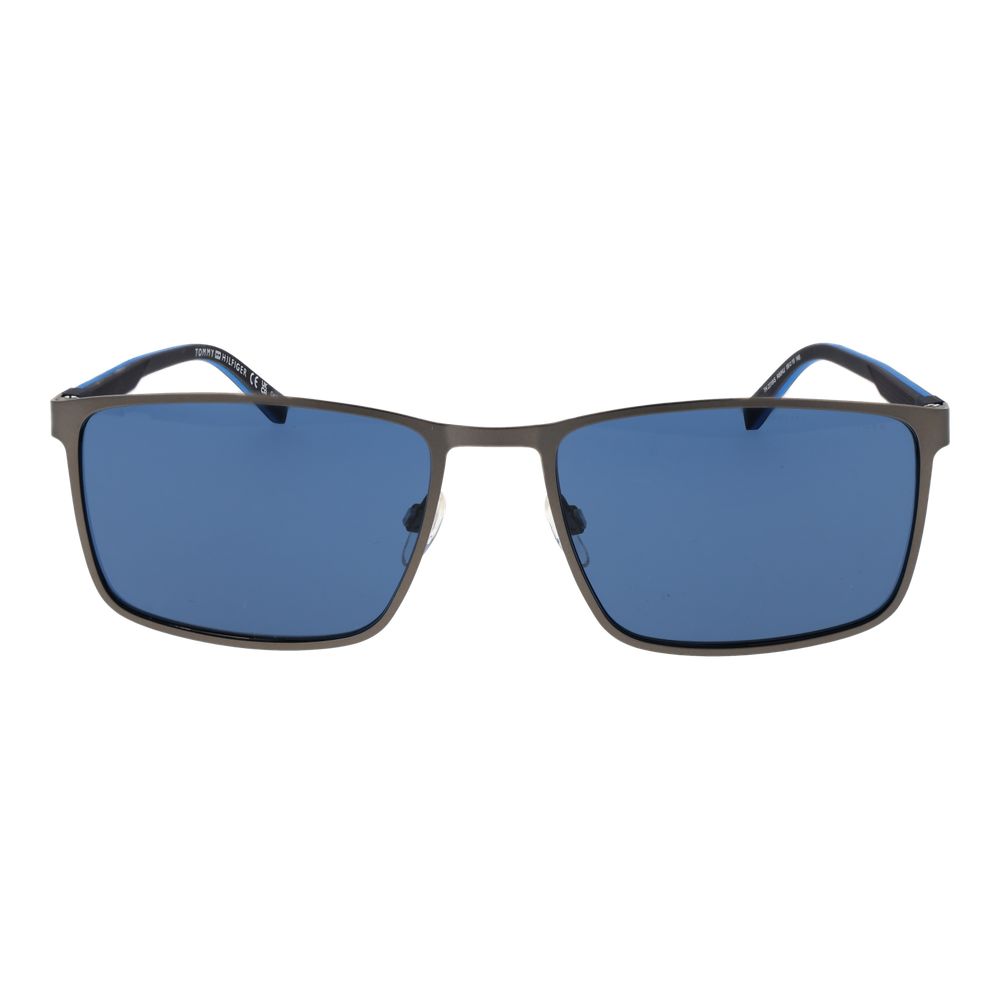 Tommy Hilfiger Men’s Sunglasses – Gunmetal Rectangle Frame, Blue Lenses
