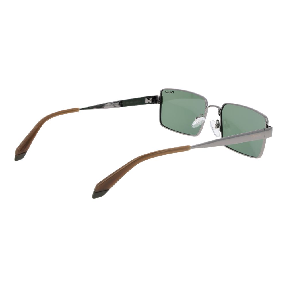 Polaroid Men's Sunglasses – Gunmetal Rectangle Frame, Green Polarised Lenses