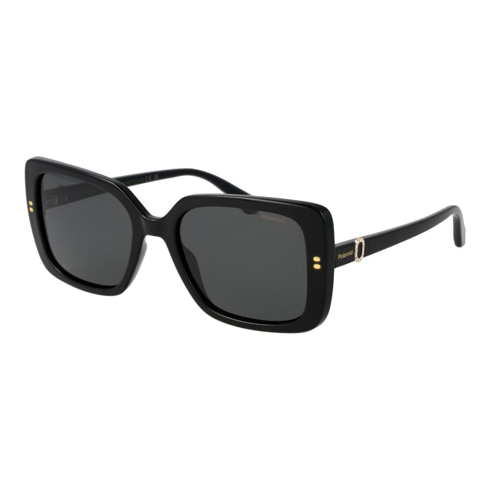 Polaroid Women’s Sunglasses – Black Rectangle Frame, Grey Polarized Lenses