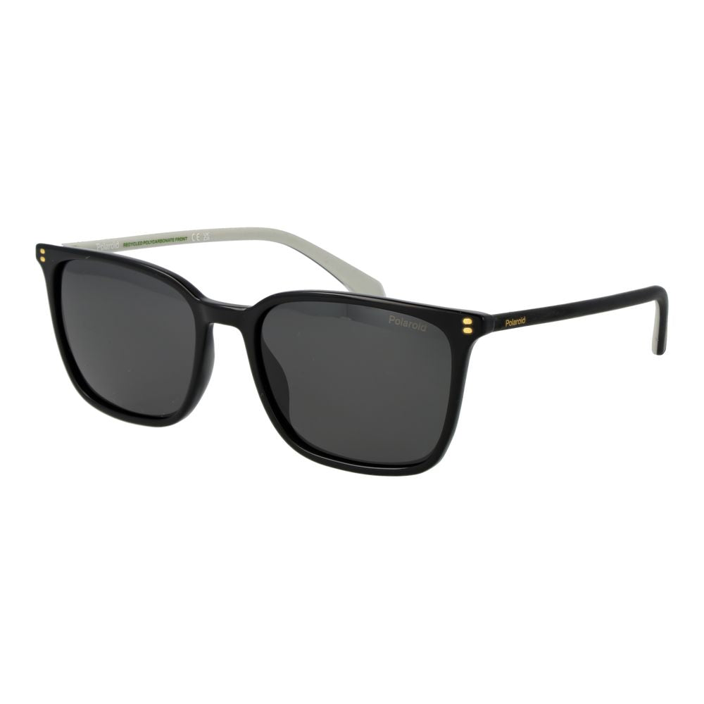 Polaroid Men’s Sunglasses – Black Rectangle Frame, Grey Polarized Lenses