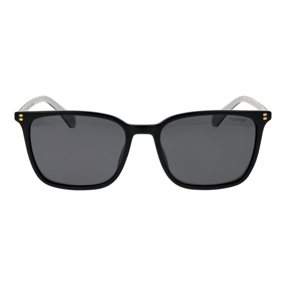 Polaroid Men’s Sunglasses – Black Rectangle Frame, Grey Polarized Lenses