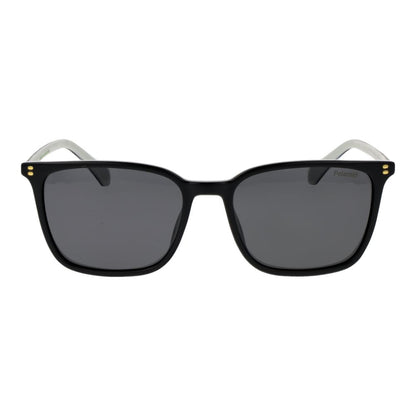 Polaroid Men’s Sunglasses – Black Rectangle Frame, Grey Polarized Lenses