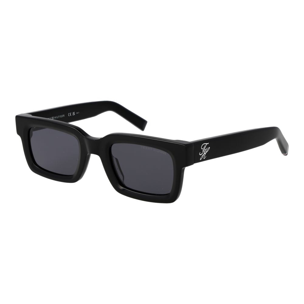 Tommy Hilfiger Men’s Sunglasses – Black Rectangle Frame, Grey Lenses