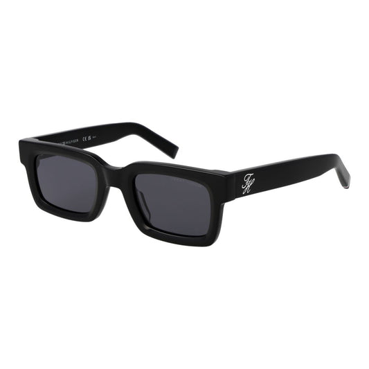 Tommy Hilfiger Men’s Sunglasses – Black Rectangle Frame, Grey Lenses