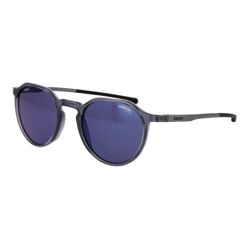 Carrera Ducati Men’s Sunglasses – Gray Aluminum Frame, Blue Mirrored Lenses