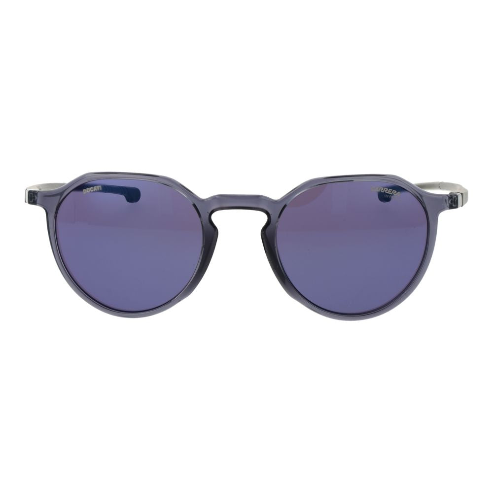 Carrera Ducati Men’s Sunglasses – Gray Aluminum Frame, Blue Mirrored Lenses