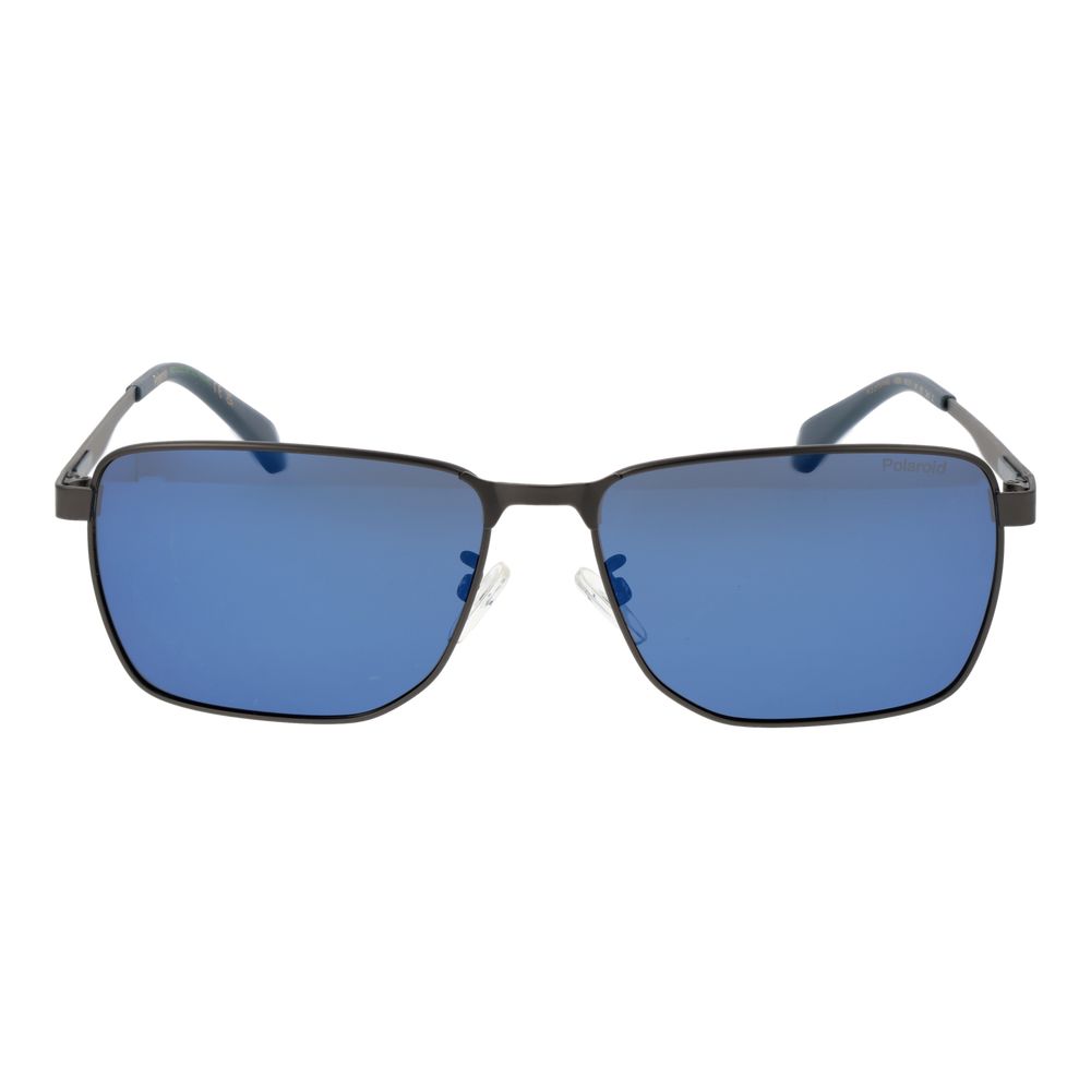 Polaroid Men's Sunglasses – Gunmetal Rectangle Frame, Blue Mirrored Lenses