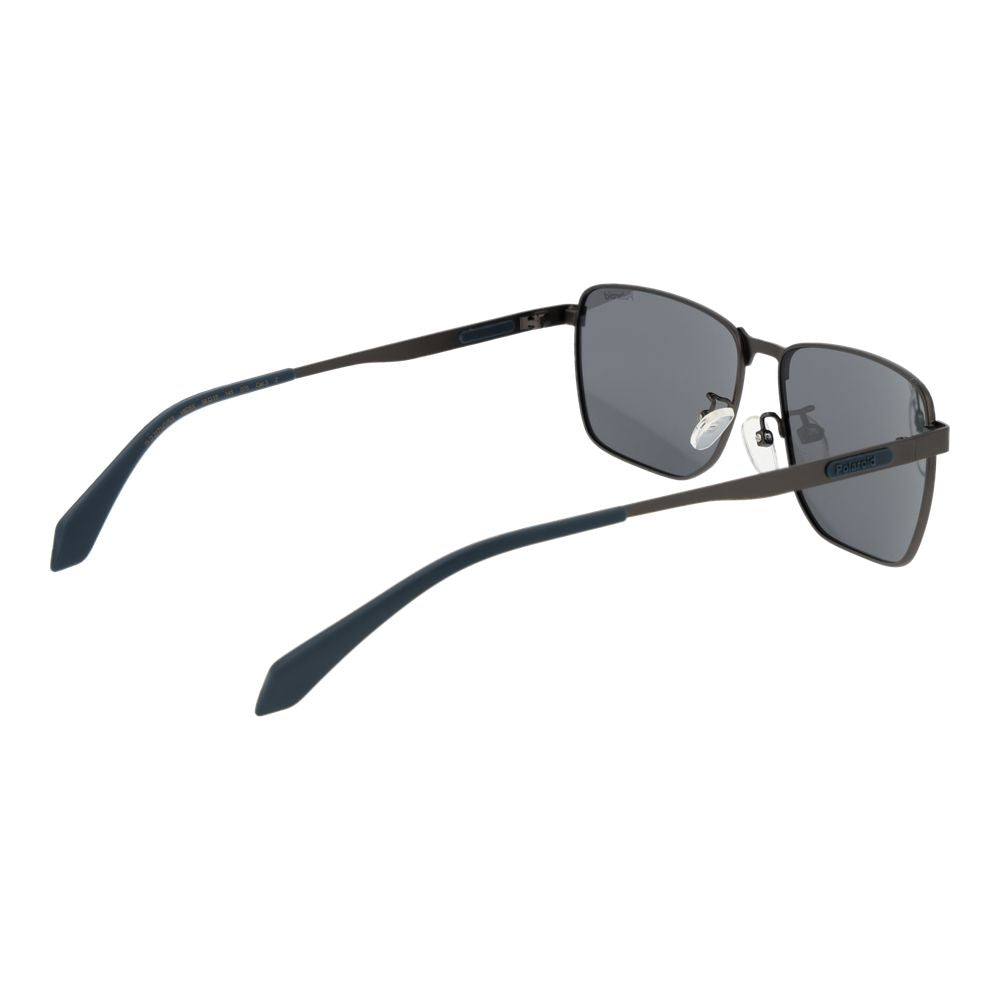 Polaroid Men's Sunglasses – Gunmetal Rectangle Frame, Blue Mirrored Lenses