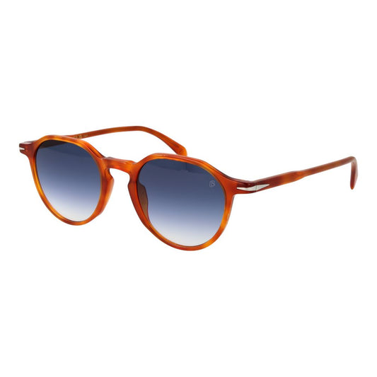 David Beckham Men’s Sunglasses – Brown Acetate Frame, Blue Gradient Lenses