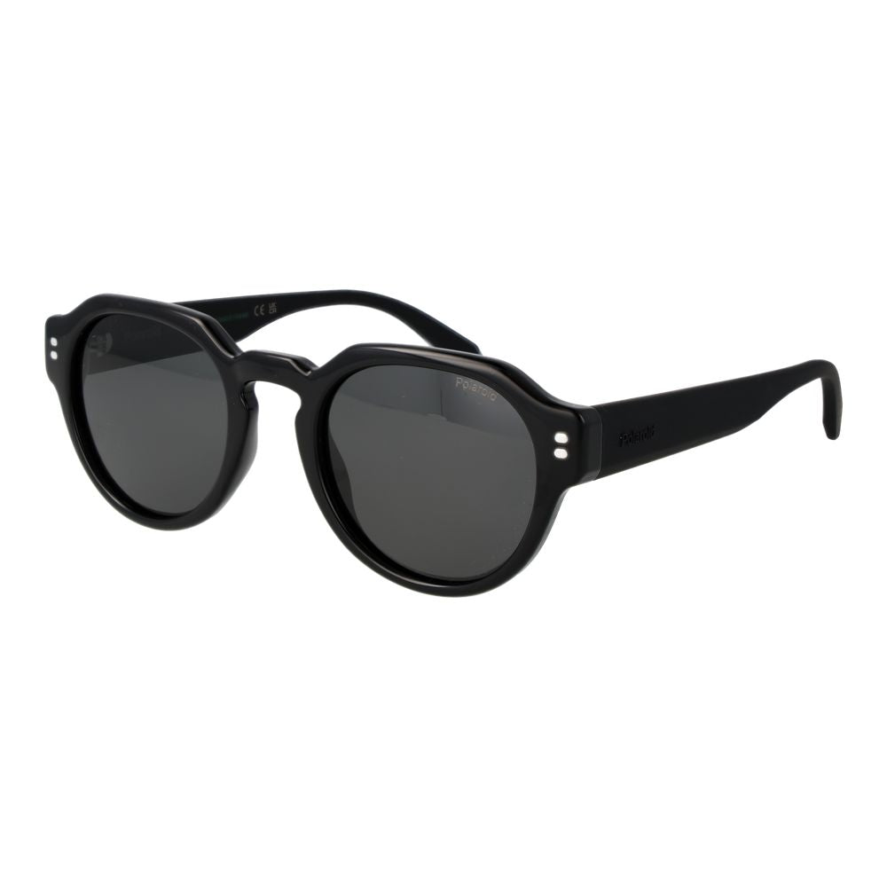 Polaroid Men's Sunglasses – Black Round Frame, Grey Lenses
