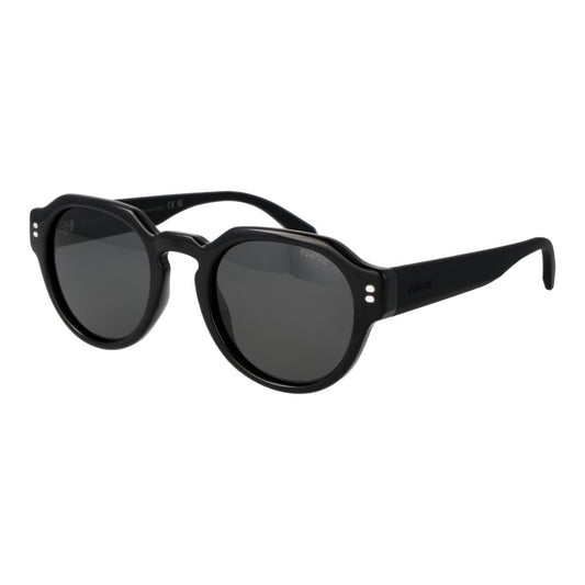 Polaroid Men's Sunglasses – Black Round Frame, Grey Lenses