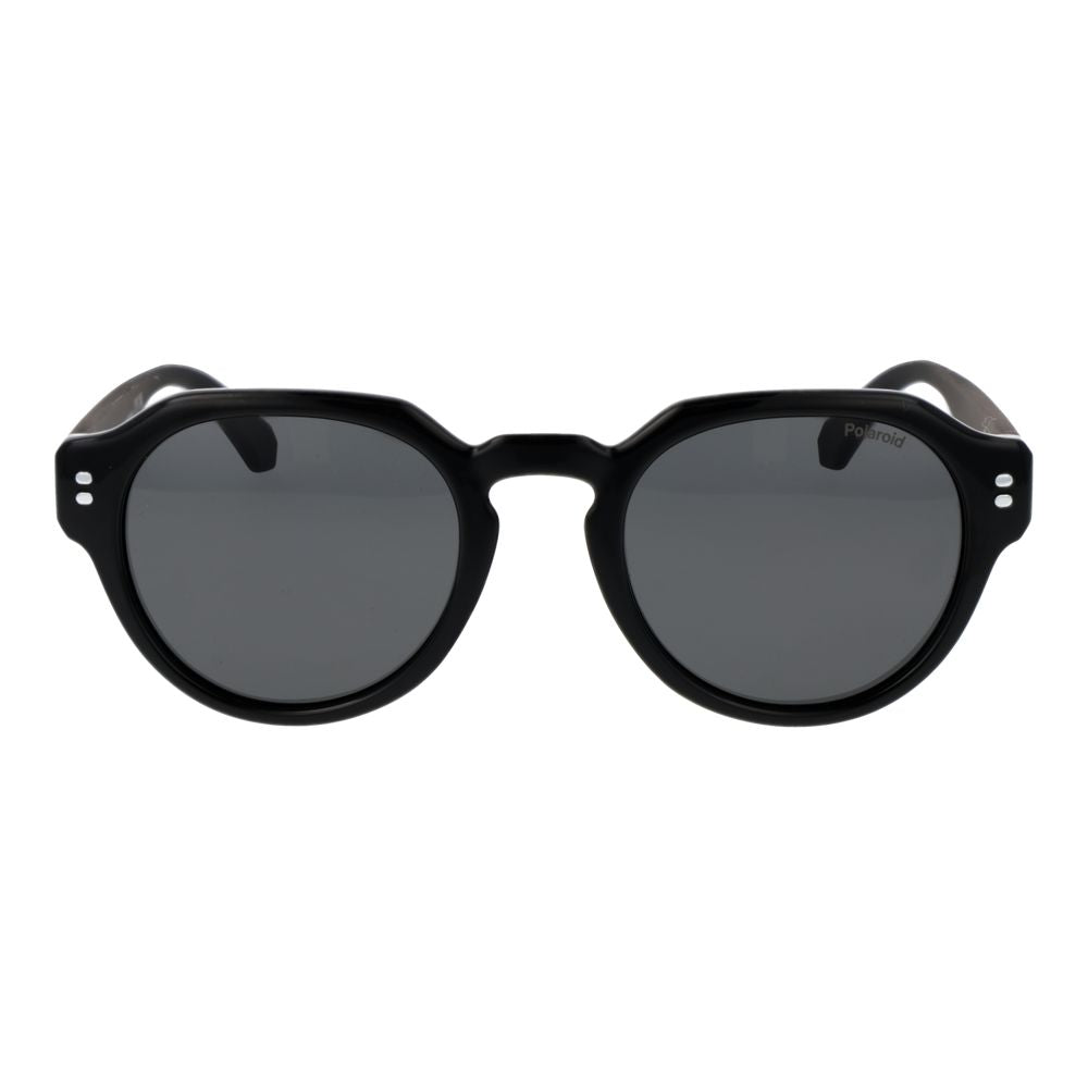 Polaroid Men's Sunglasses – Black Round Frame, Grey Lenses