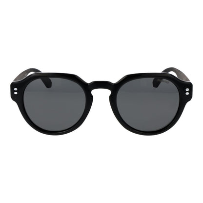 Polaroid Men's Sunglasses – Black Round Frame, Grey Lenses