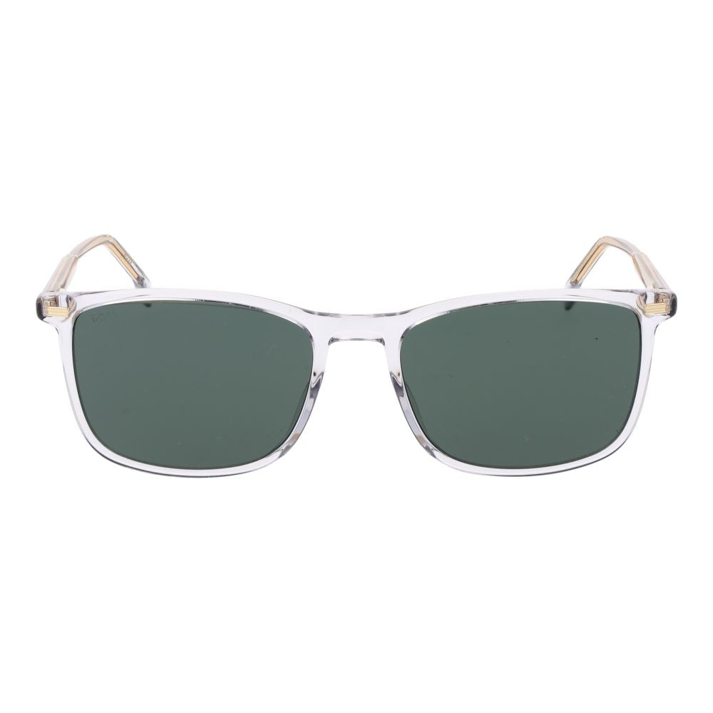 Hugo Boss Men’s Sunglasses – Grey Full-Rim Frame, Green Lenses