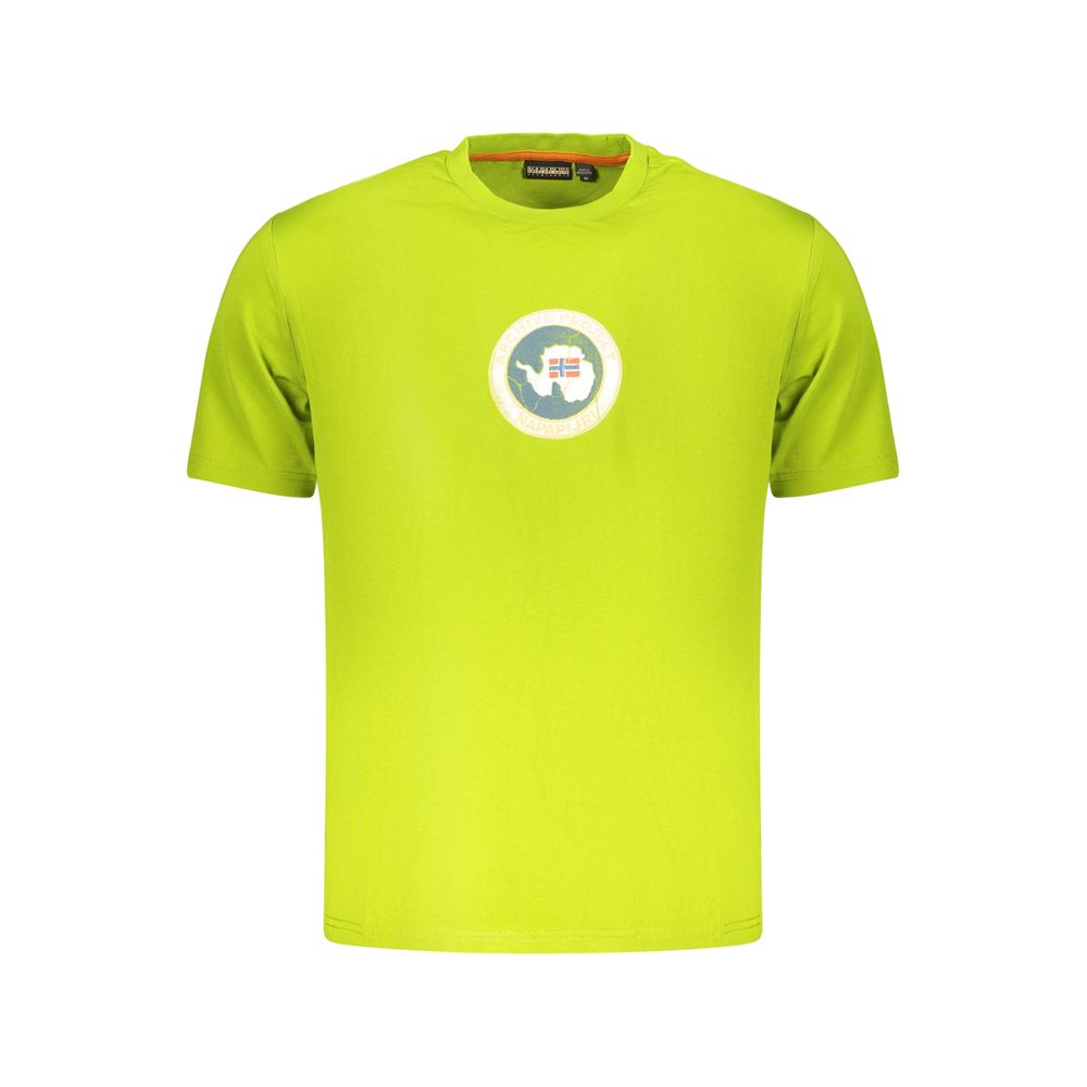 Napapijri Lime Green Cotton T-Shirt for Men