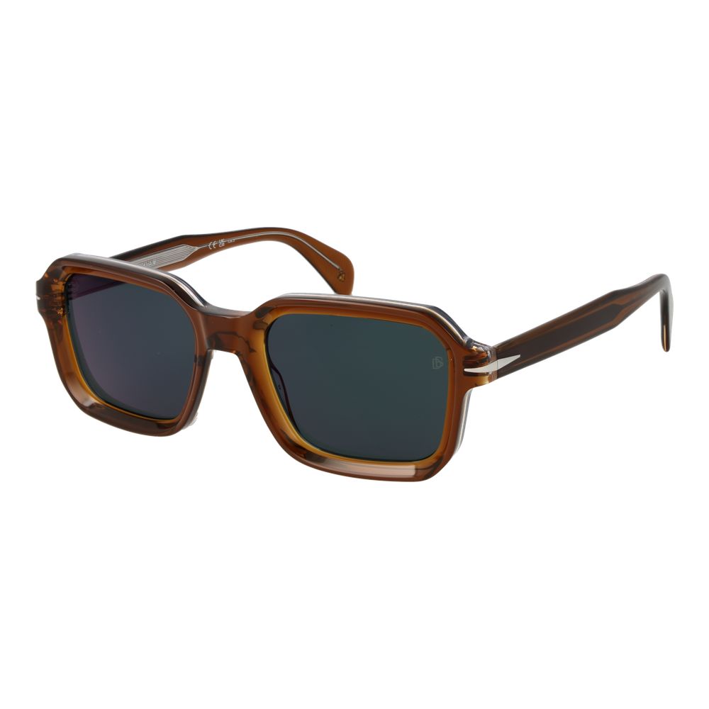 David Beckham Men’s Sunglasses – Brown Full-Rim Frame, Green Mirrored Lenses