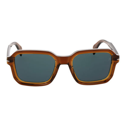 David Beckham Men’s Sunglasses – Brown Full-Rim Frame, Green Mirrored Lenses