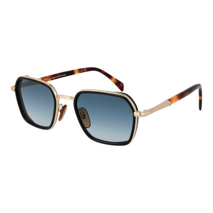David Beckham Men’s Sunglasses – Gold Square Frame, Blue Gradient Lenses