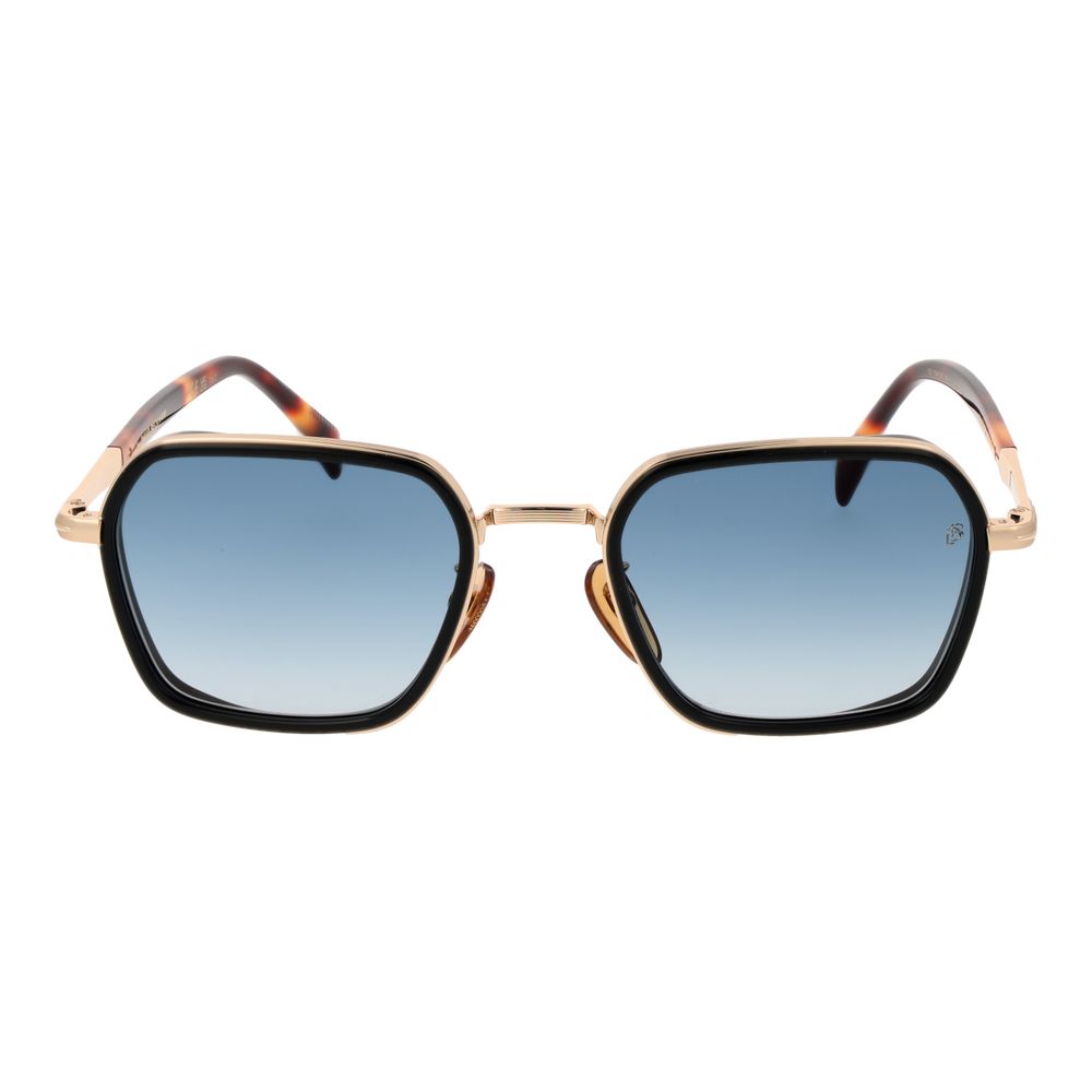 David Beckham Men’s Sunglasses – Gold Square Frame, Blue Gradient Lenses