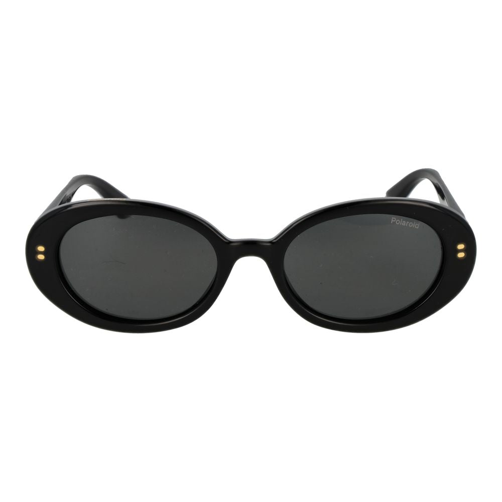 Polaroid Women’s Sunglasses – Black Oval Frame, Grey Polarized Lenses