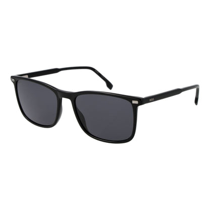 Hugo Boss Black Acetate Sunglasses – Men's Rectangle Frame, Grey Lenses