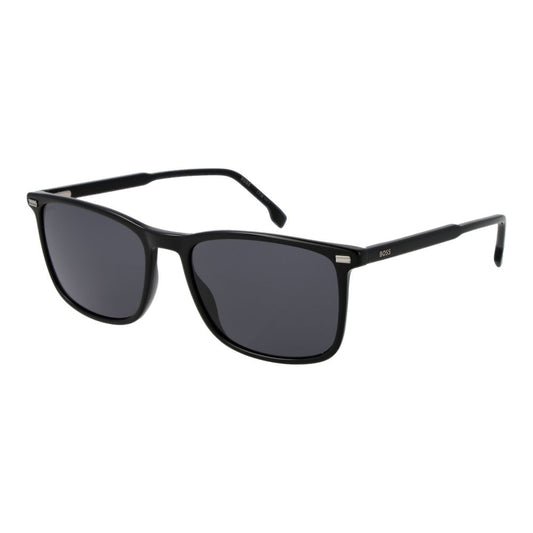 Hugo Boss Black Acetate Sunglasses – Men's Rectangle Frame, Grey Lenses