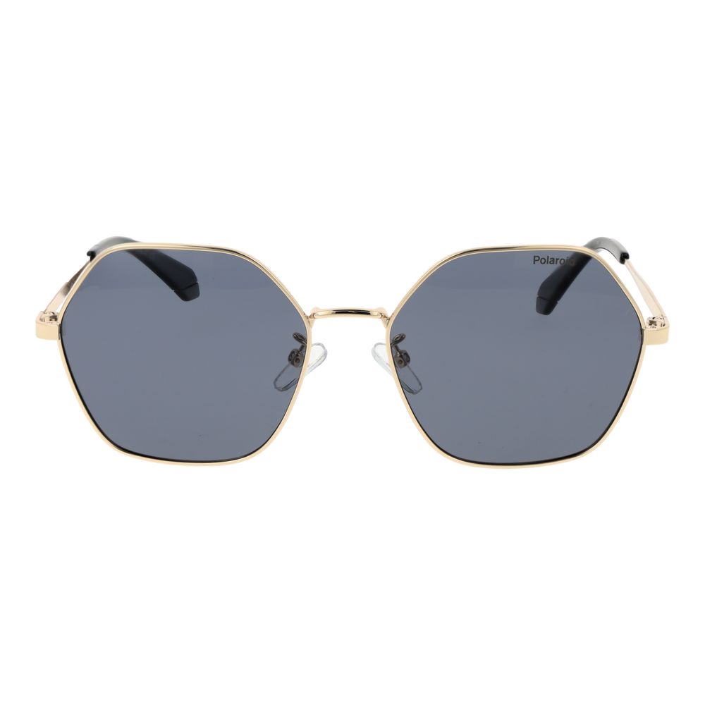 Polaroid Women’s Sunglasses – Gold Square Frame, Grey Polarized Lenses