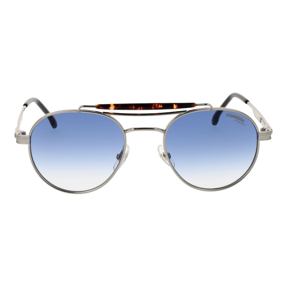 Carrera Men's Silver Metal Sunglasses – Round Blue Gradient Lenses