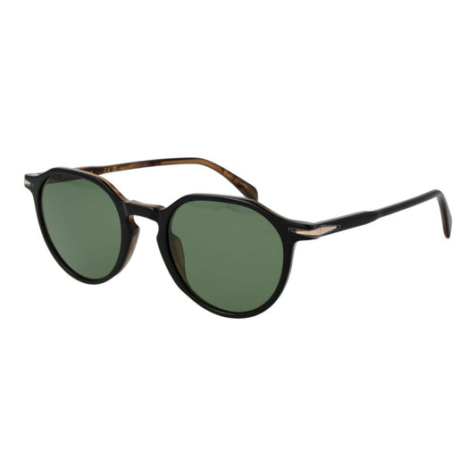 David Beckham Men's Sunglasses – Black Acetate Frame, Green Lenses
