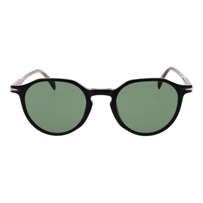 David Beckham Men's Sunglasses – Black Acetate Frame, Green Lenses