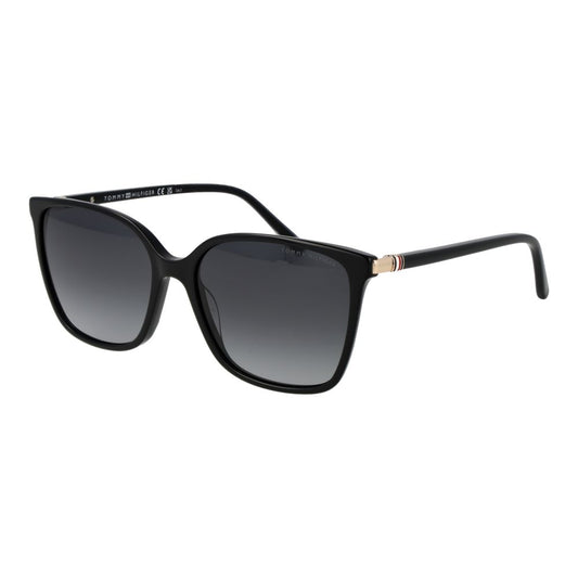 Tommy Hilfiger Women’s Sunglasses – Black Square Frame, Grey Gradient Lenses