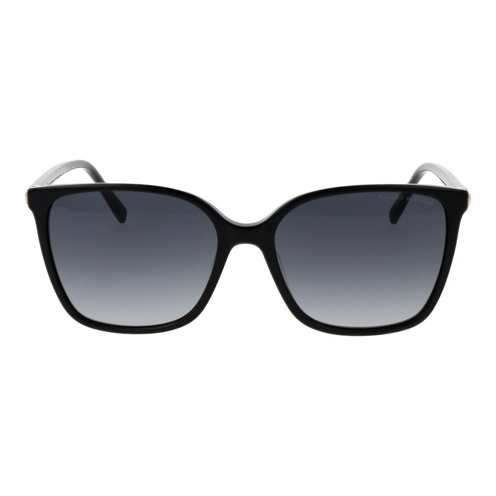 Tommy Hilfiger Women’s Sunglasses – Black Square Frame, Grey Gradient Lenses