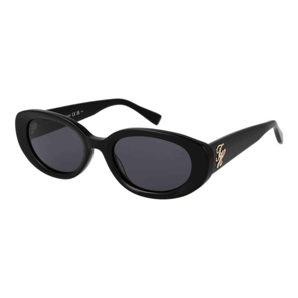 Tommy Hilfiger Women’s Sunglasses – Black Oval Frame, Grey Lenses