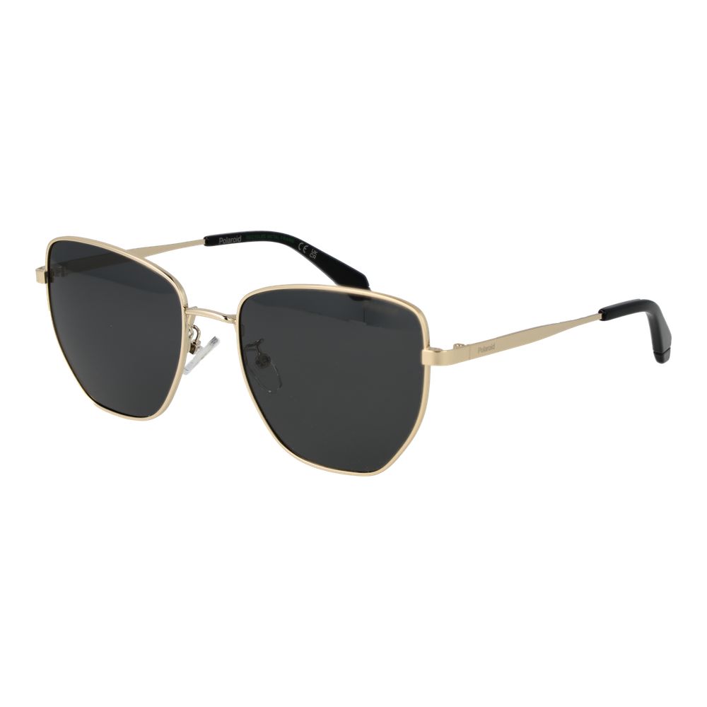 Polaroid Women's Gold Metal Sunglasses – Square Grey Polarized Lenses
