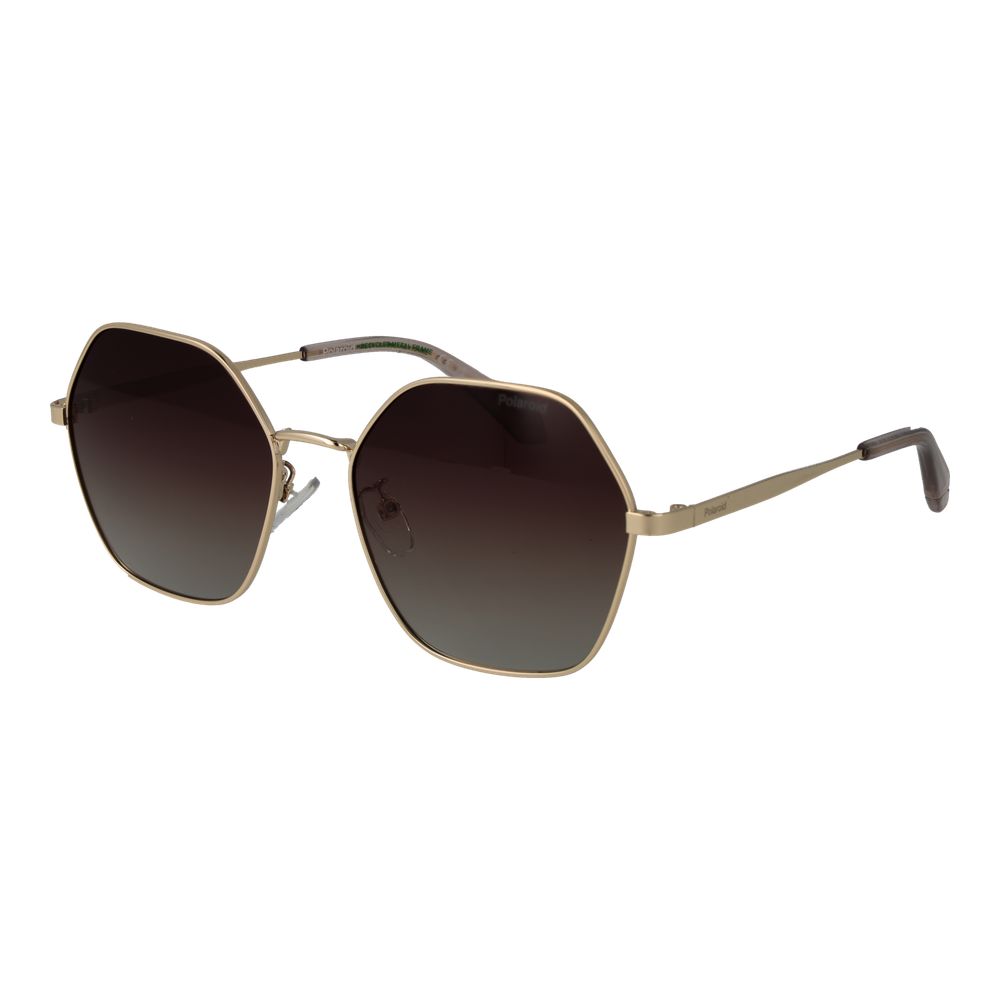 Polaroid Women’s Sunglasses – Gold Metal Frame, Brown Gradient Lenses