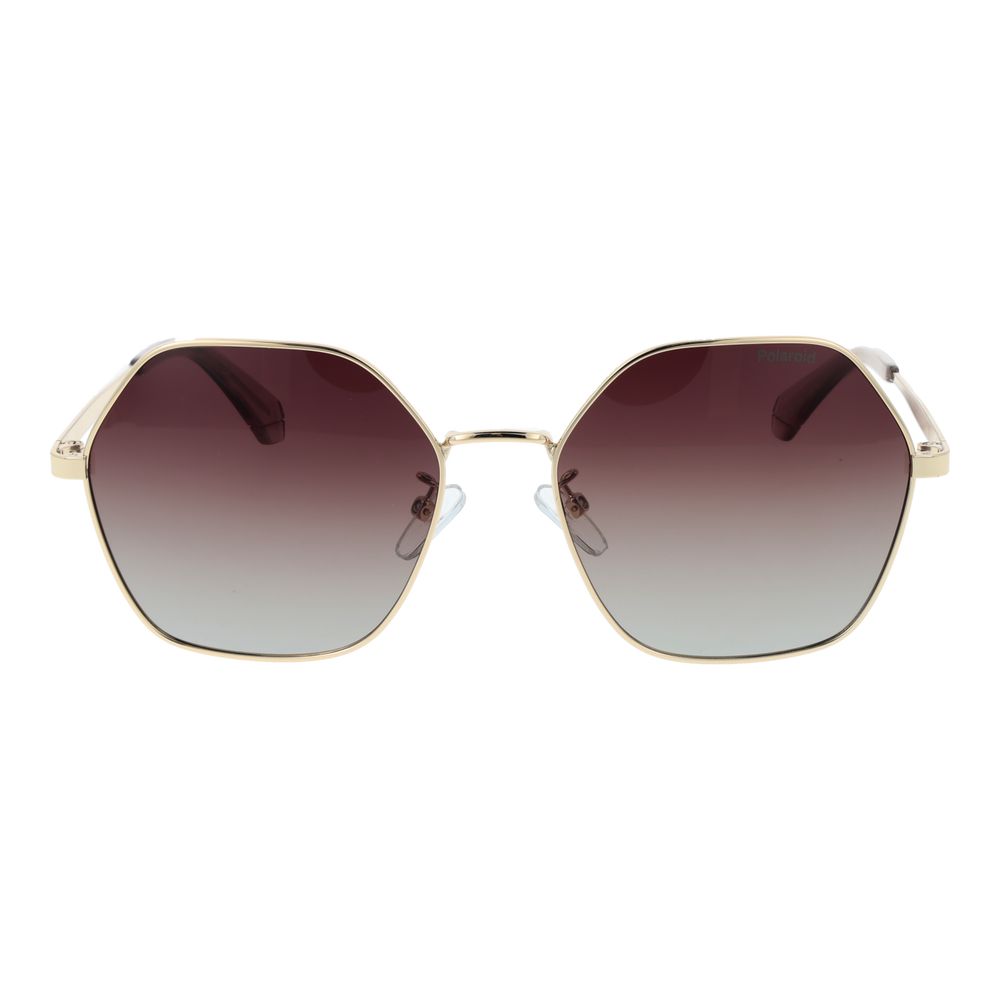 Polaroid Women’s Sunglasses – Gold Metal Frame, Brown Gradient Lenses