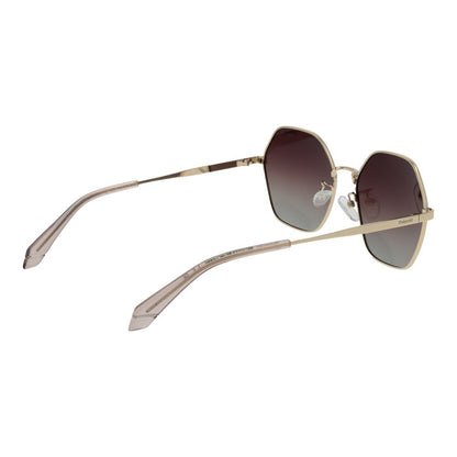 Polaroid Women’s Sunglasses – Gold Metal Frame, Brown Gradient Lenses