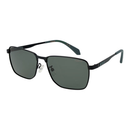 Polaroid Black Metal Sunglasses – Rectangle Frame, Green Polarized Lenses