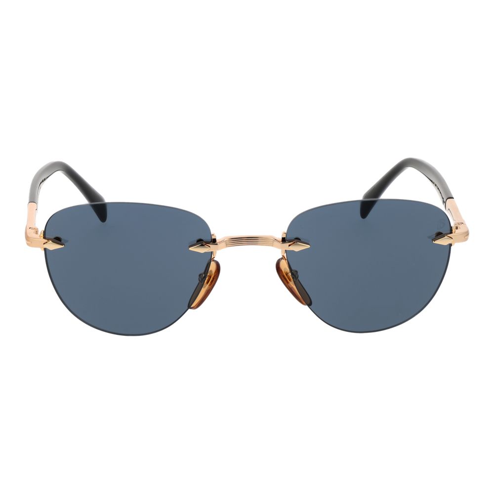 David Beckham Men’s Sunglasses – Rose Gold Rimless Frame, Grey Lenses