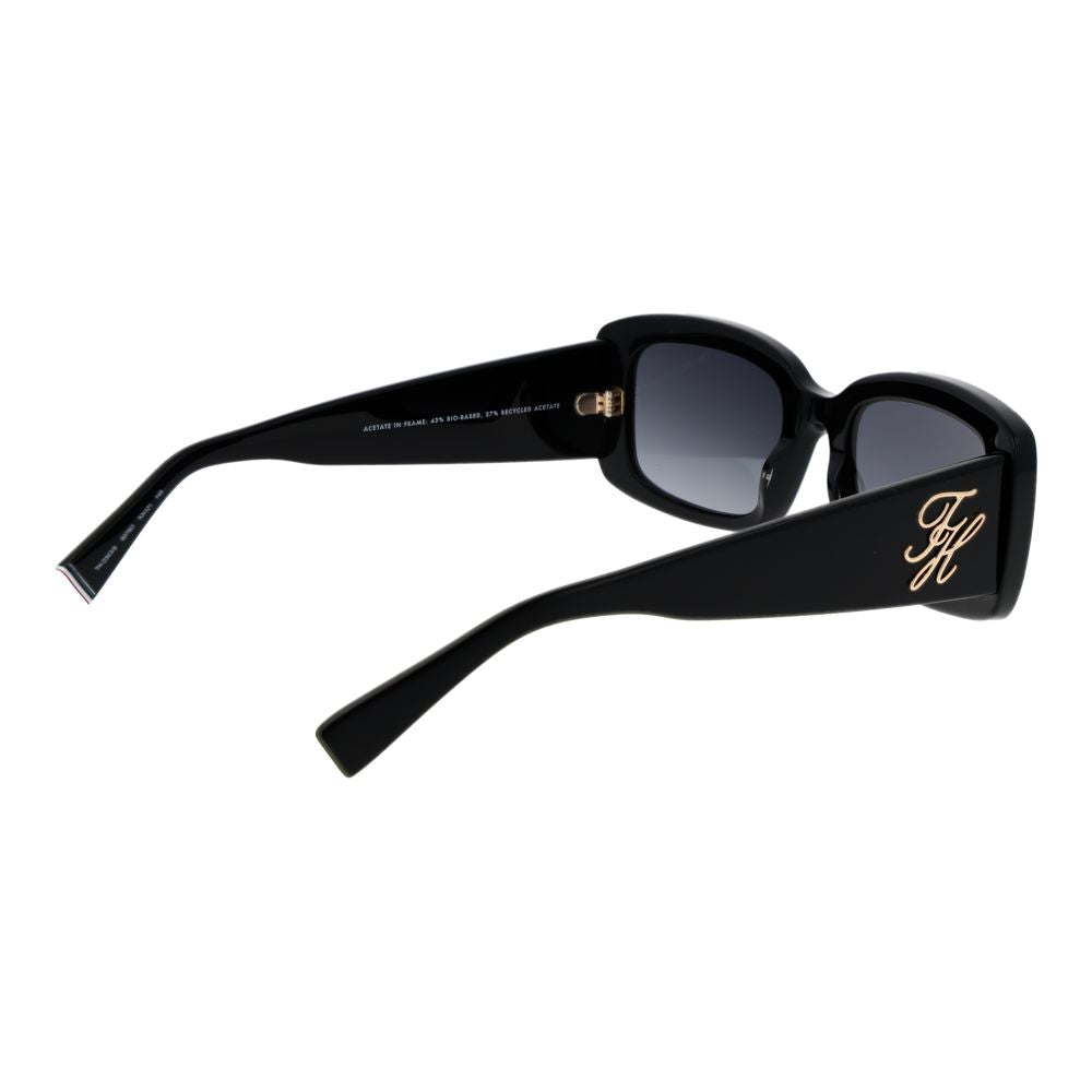 Tommy Hilfiger Women’s Sunglasses – Black Rectangle Frame, Grey Gradient Lenses