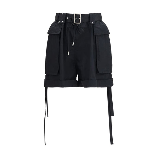 Alexander McQueen Black Cotton Belted Cargo Shorts